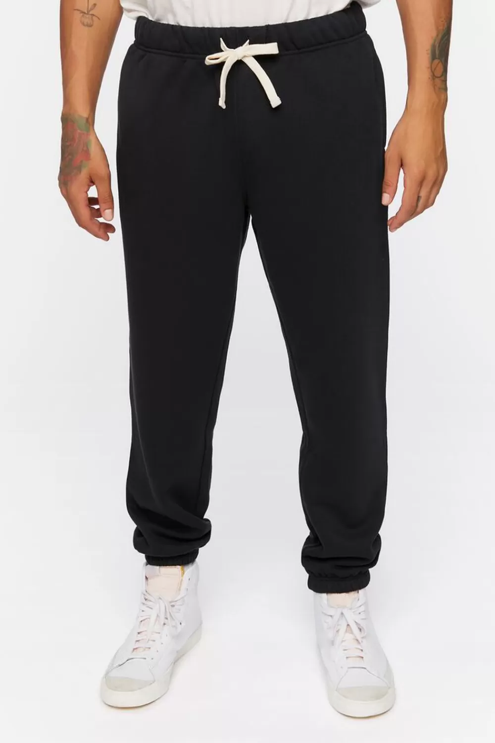 Bottoms>Forever 21 Fleece Drawstring Joggers Black