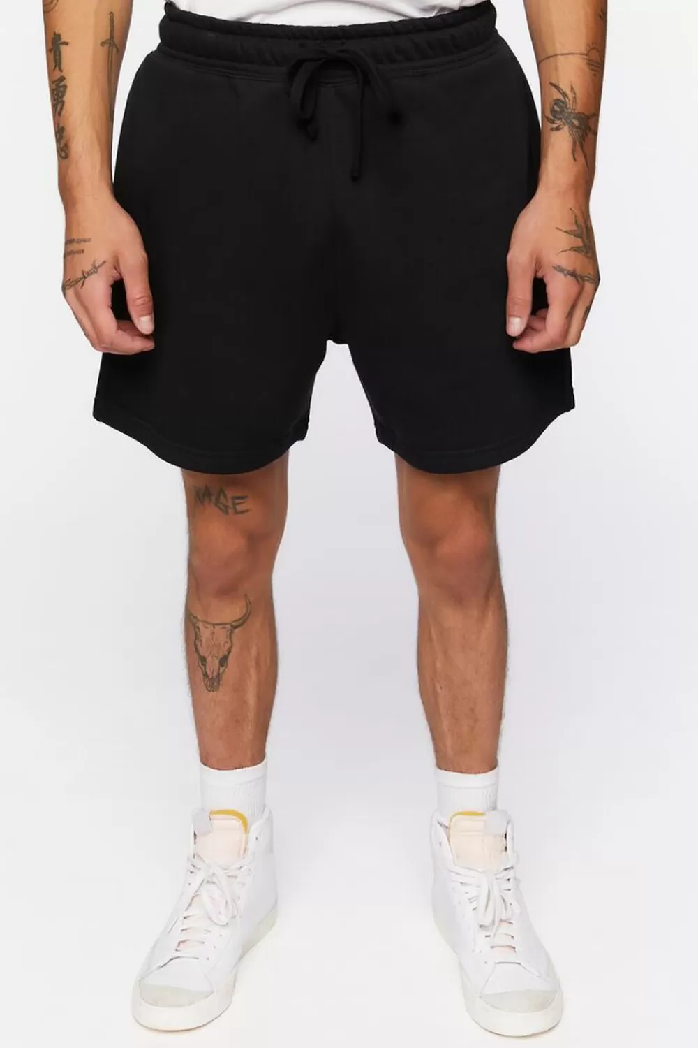 Bottoms>Forever 21 Fleece Drawstring Shorts Black