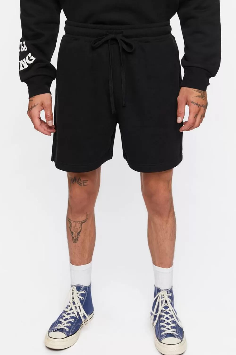 Bottoms>Forever 21 Fleece Drawstring Sweatshorts Black