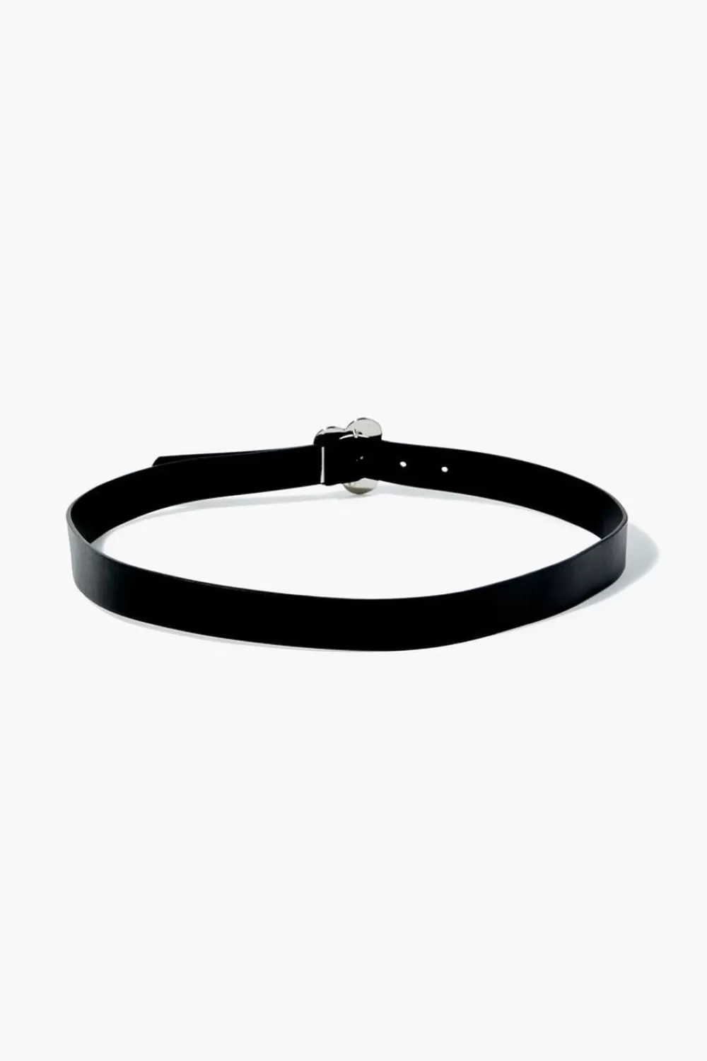 Belts>Forever 21 Floral Buckle Faux Leather Belt Black/Silver
