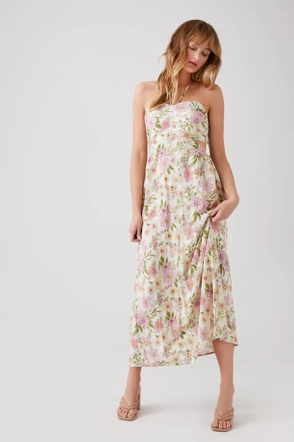 Forever 21 Floral Cutout Halter Midi Dress | Women Dresses