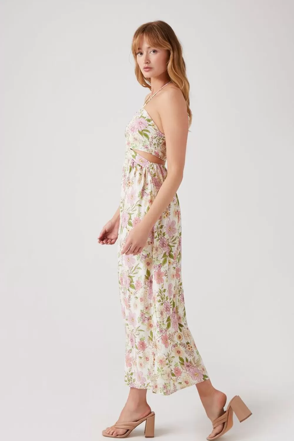 Forever 21 Floral Cutout Halter Midi Dress | Women Dresses