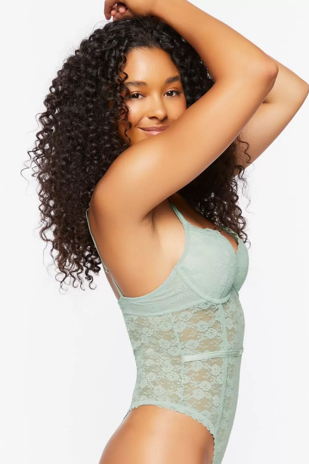 Forever 21 Floral Lace Mesh Lingerie Bodysuit | Women Tops