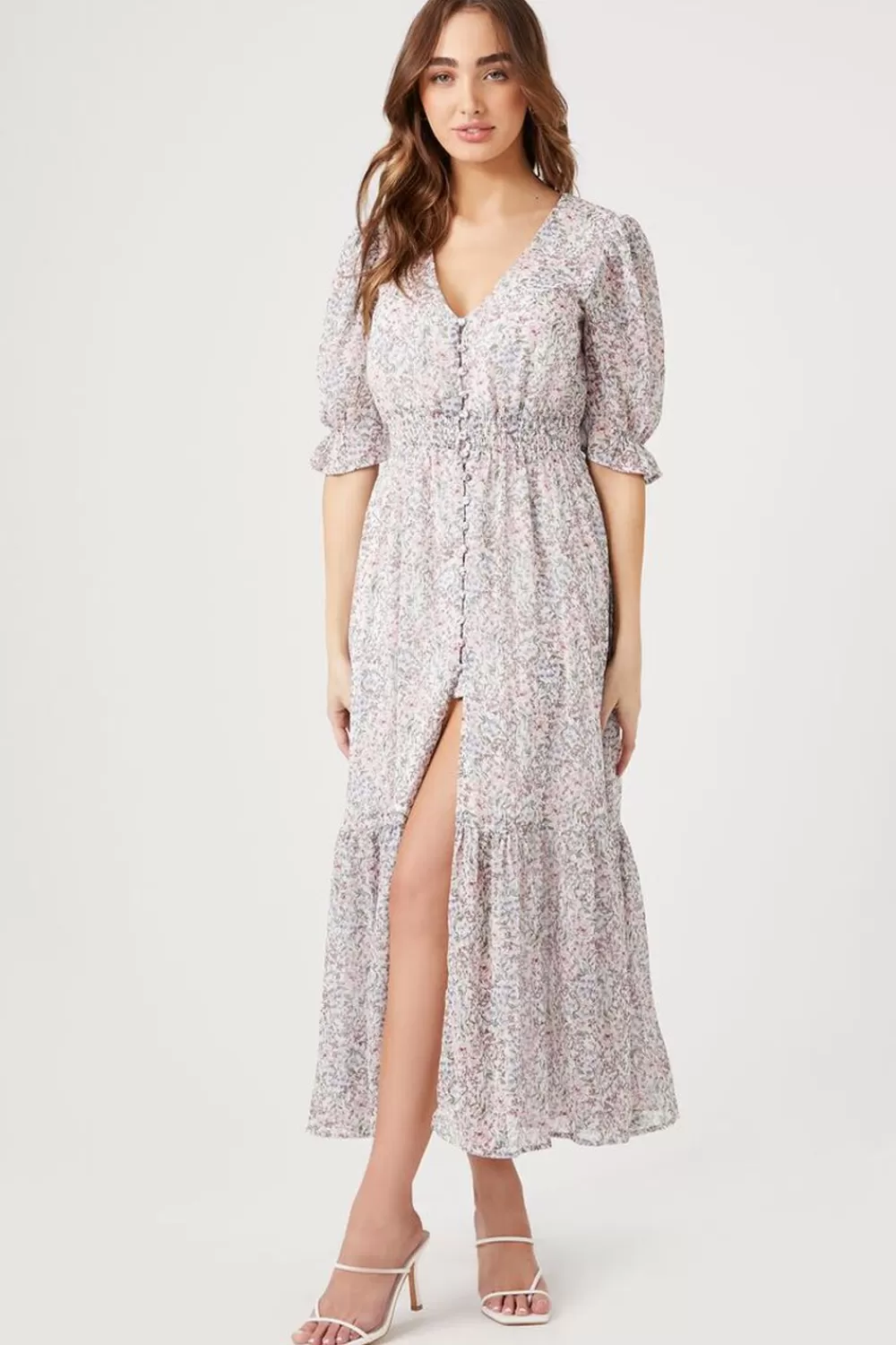 Forever 21 Floral Print Chiffon Midi Dress | Women Dresses