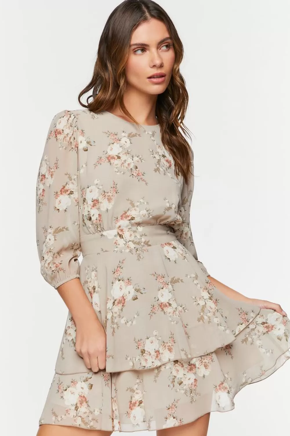 Forever 21 Floral Print Chiffon Mini Dress | Women Dresses