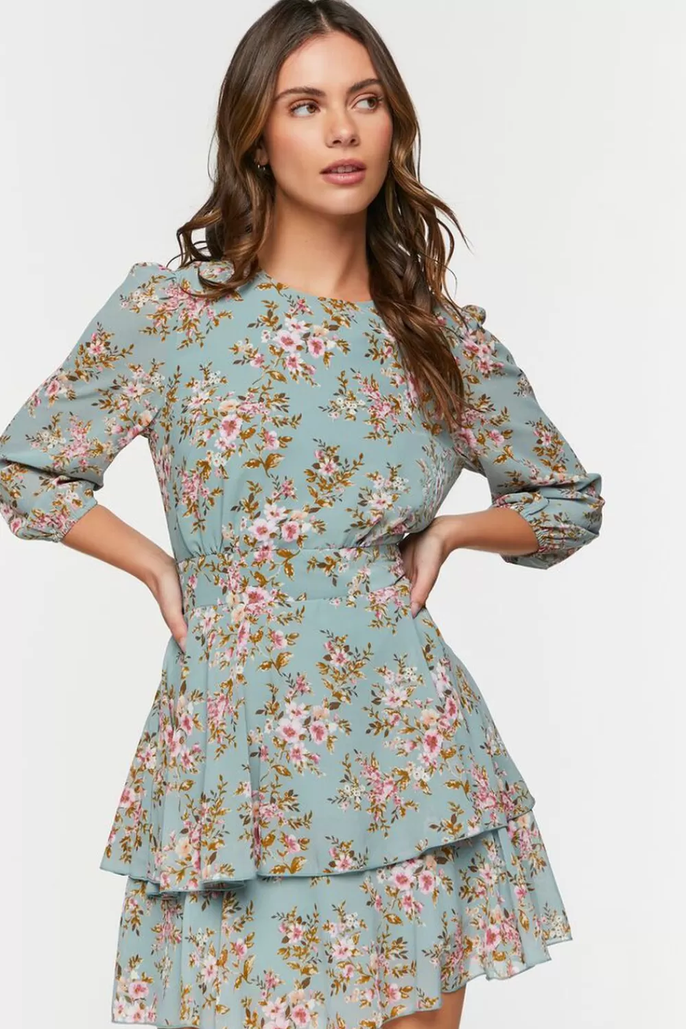 Forever 21 Floral Print Chiffon Mini Dress | Women Dresses