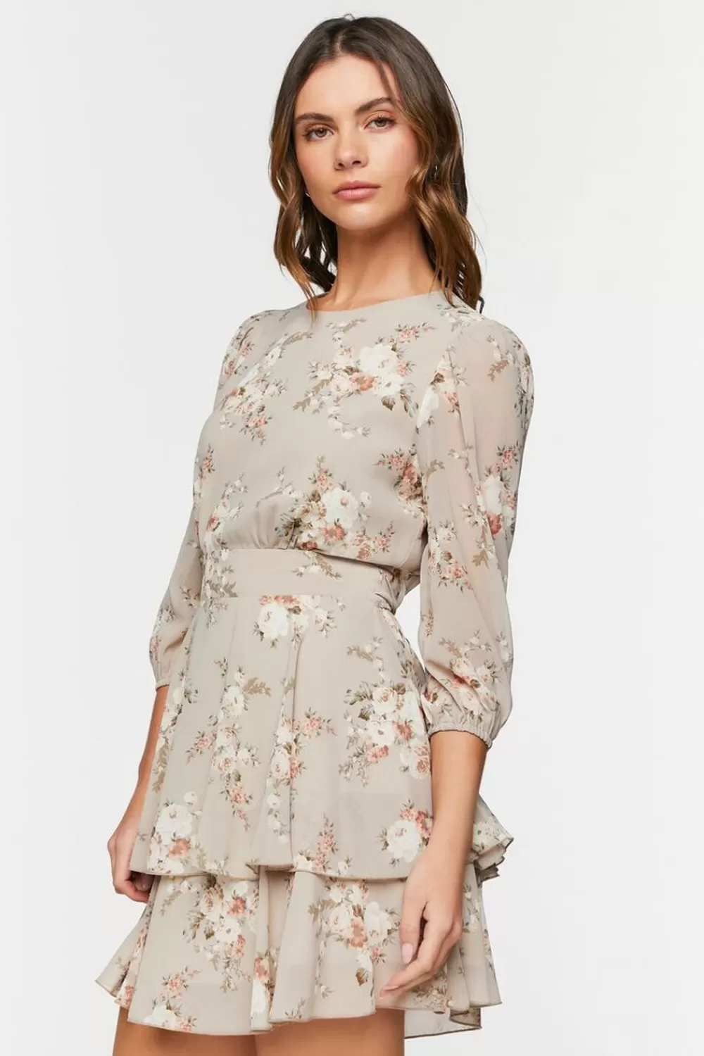 Forever 21 Floral Print Chiffon Mini Dress | Women Dresses