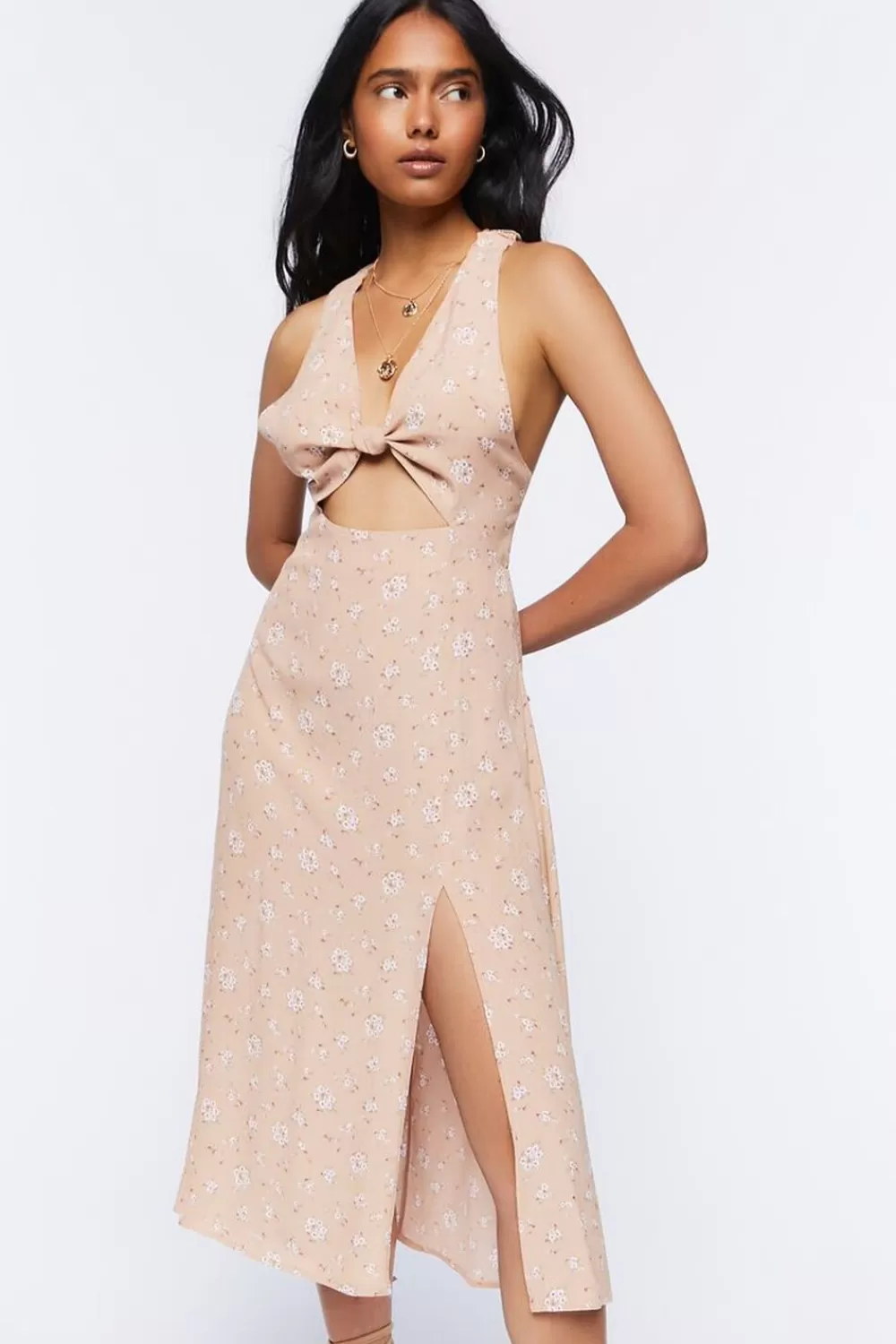 Forever 21 Floral Print Cutout Midi Dress | Women Dresses