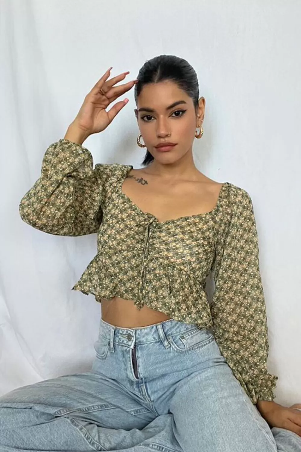 Forever 21 Floral Print Peasant Crop Top | Women Tops