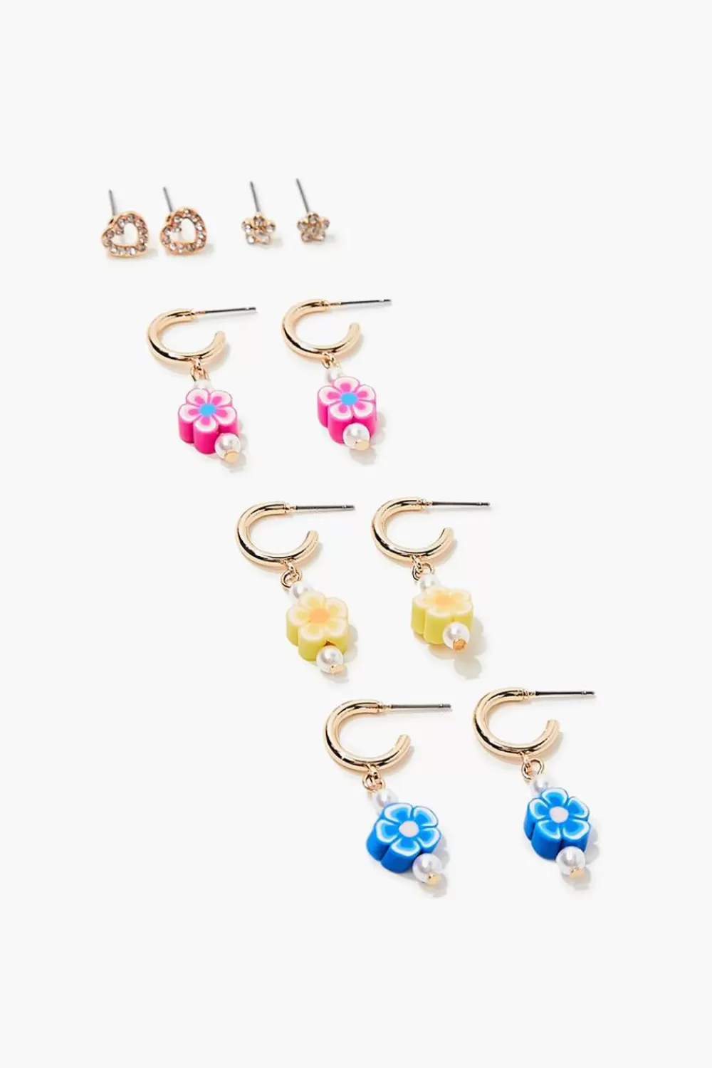 Earrings>Forever 21 Floral Stud & Drop Earring Set Blue/Gold