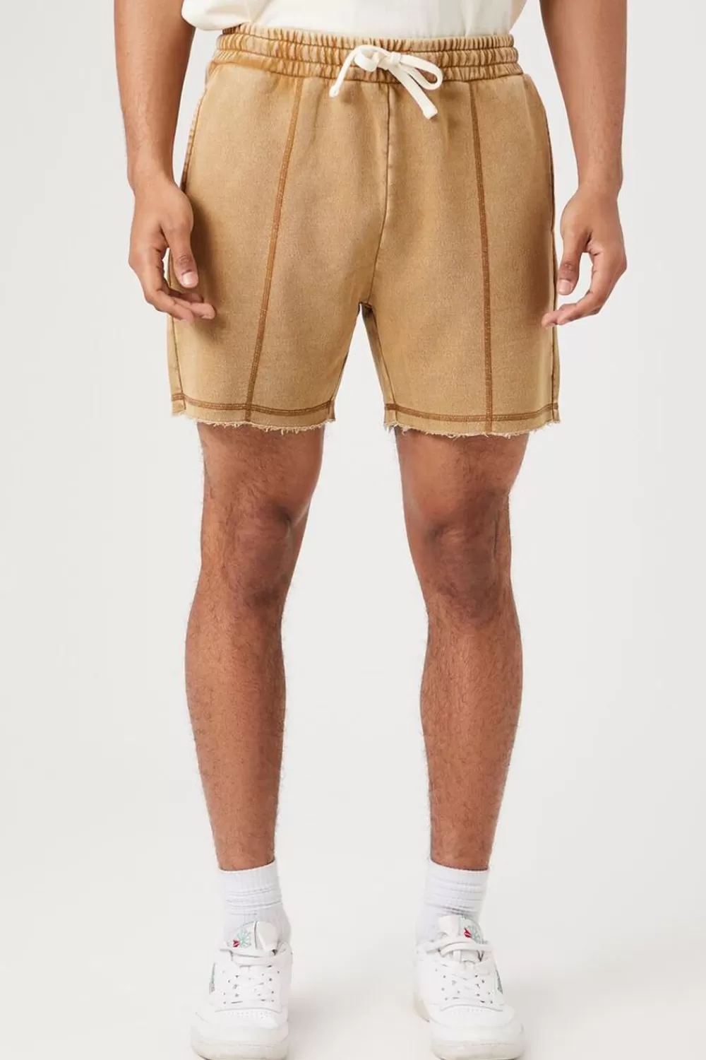 Activewear + Athletic>Forever 21 Frayed Drawstring Shorts Light Brown