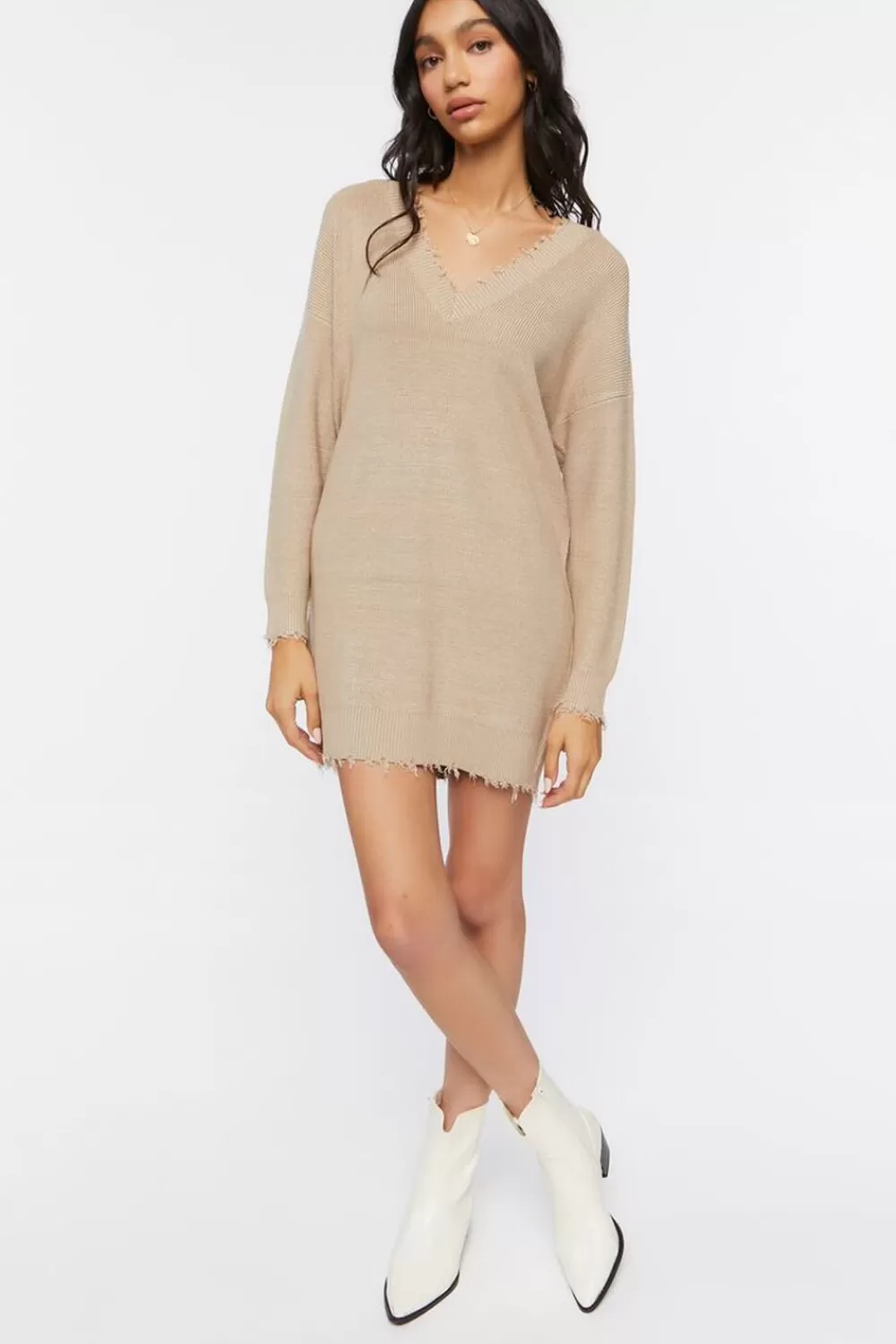 Forever 21 Frayed Sharkbite Sweater Dress | Women Dresses