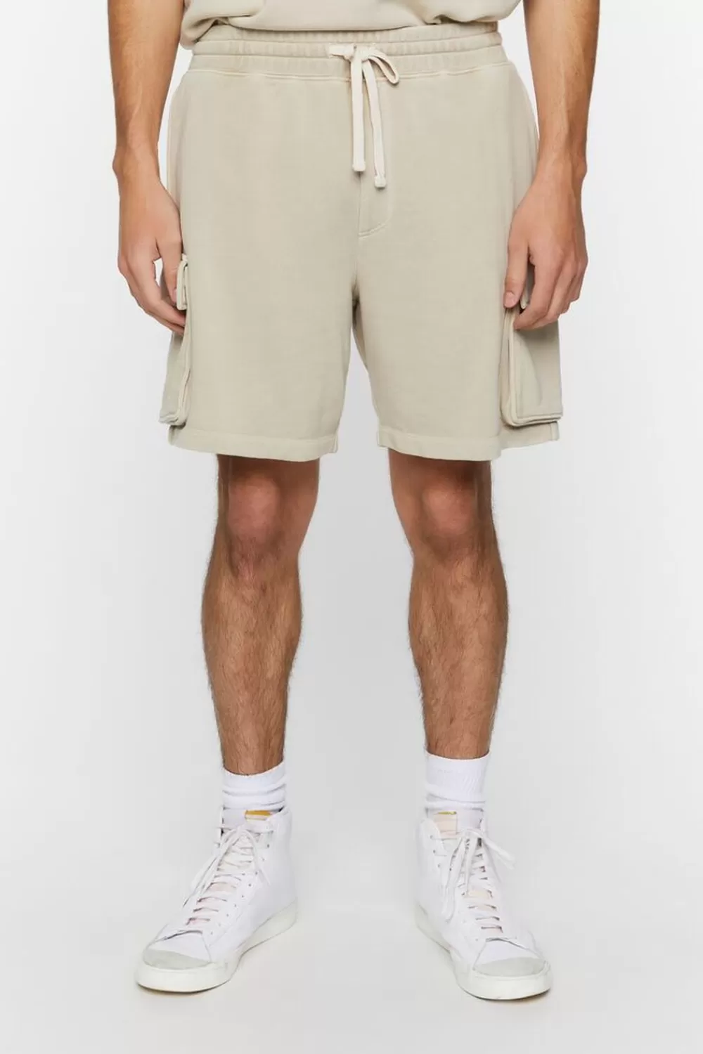 Activewear + Athletic>Forever 21 French Terry Drawstring Cargo Shorts Taupe