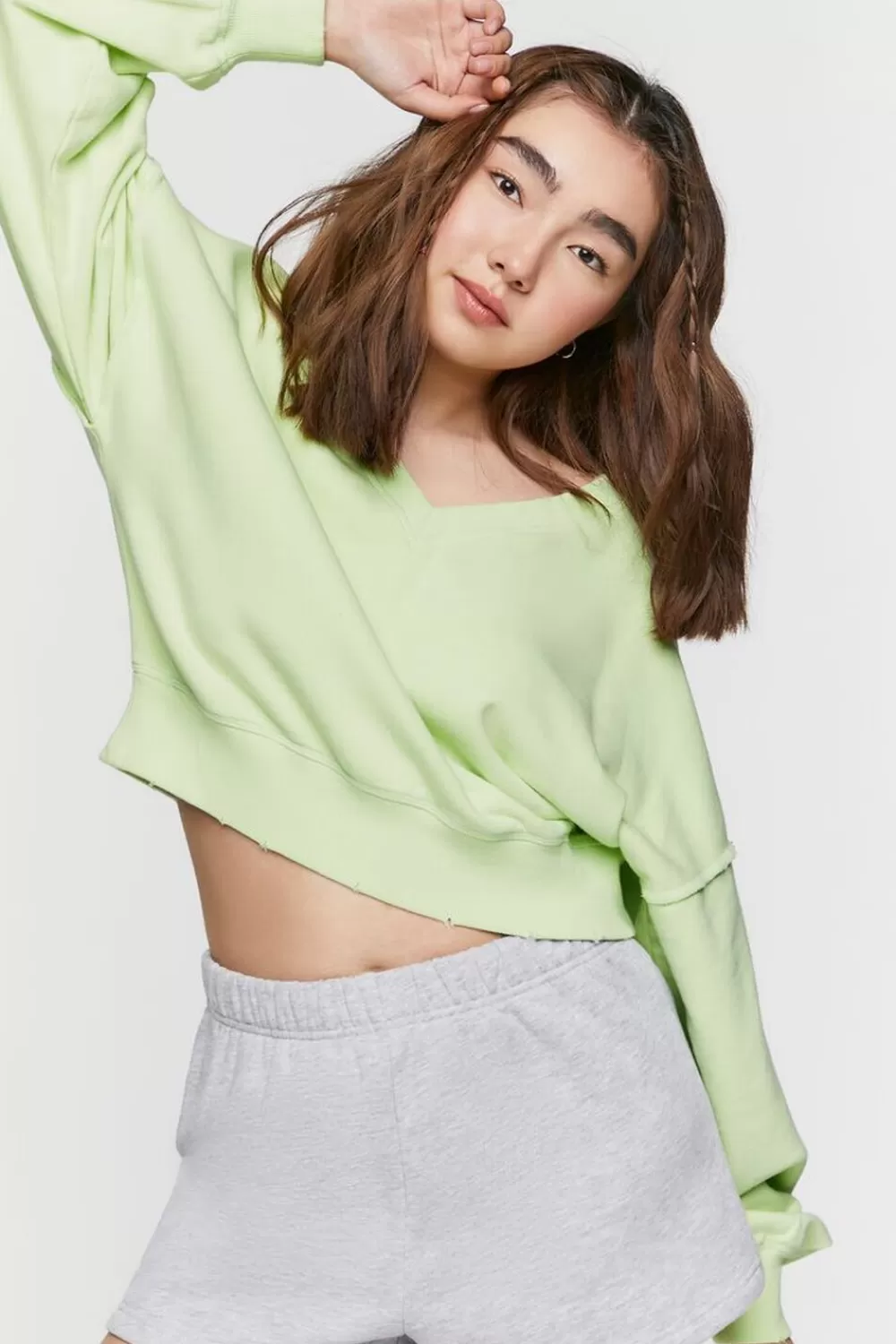 Forever 21 French Terry V-Neck Pullover | Women Tops