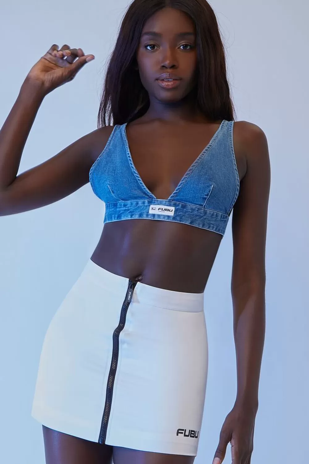 Bottoms>Forever 21 Fubu Graphic Mini Skirt White/Black