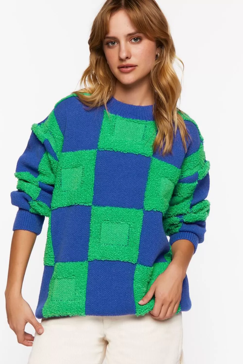 Forever 21 Fuzzy Checkered Sweater | Women Tops
