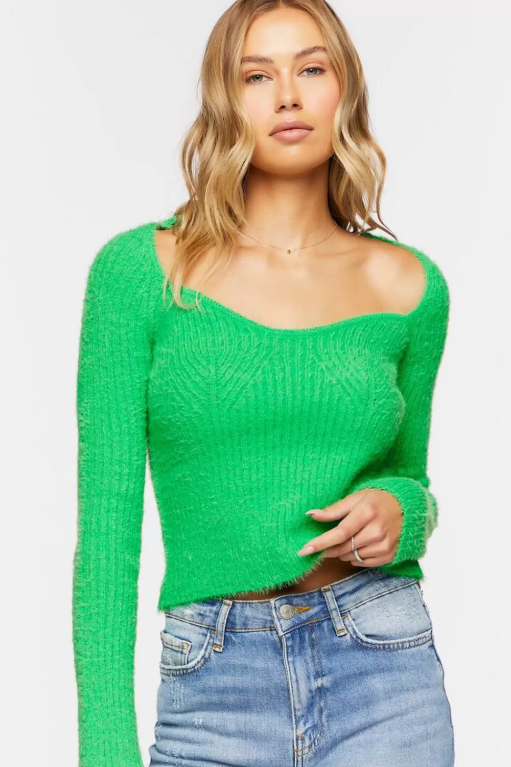 Forever 21 Fuzzy Knit Sweetheart Sweater | Women Tops