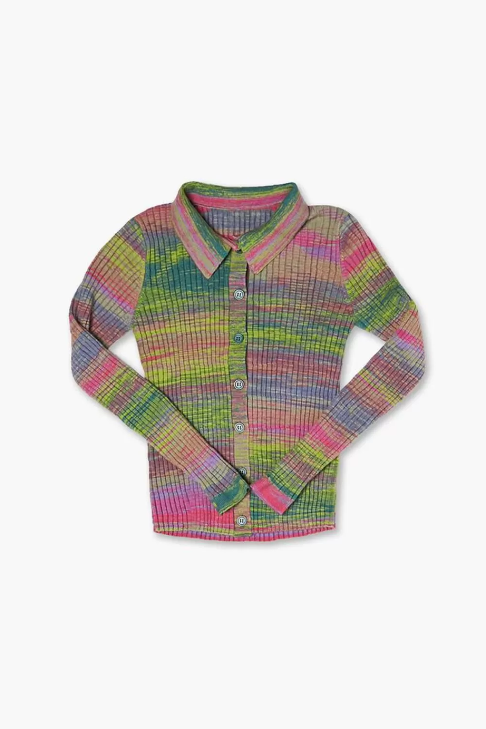 Sweaters + Cardigans>Forever 21 Girls Abstract Print Cardigan Sweater (Kids) Green/Multi