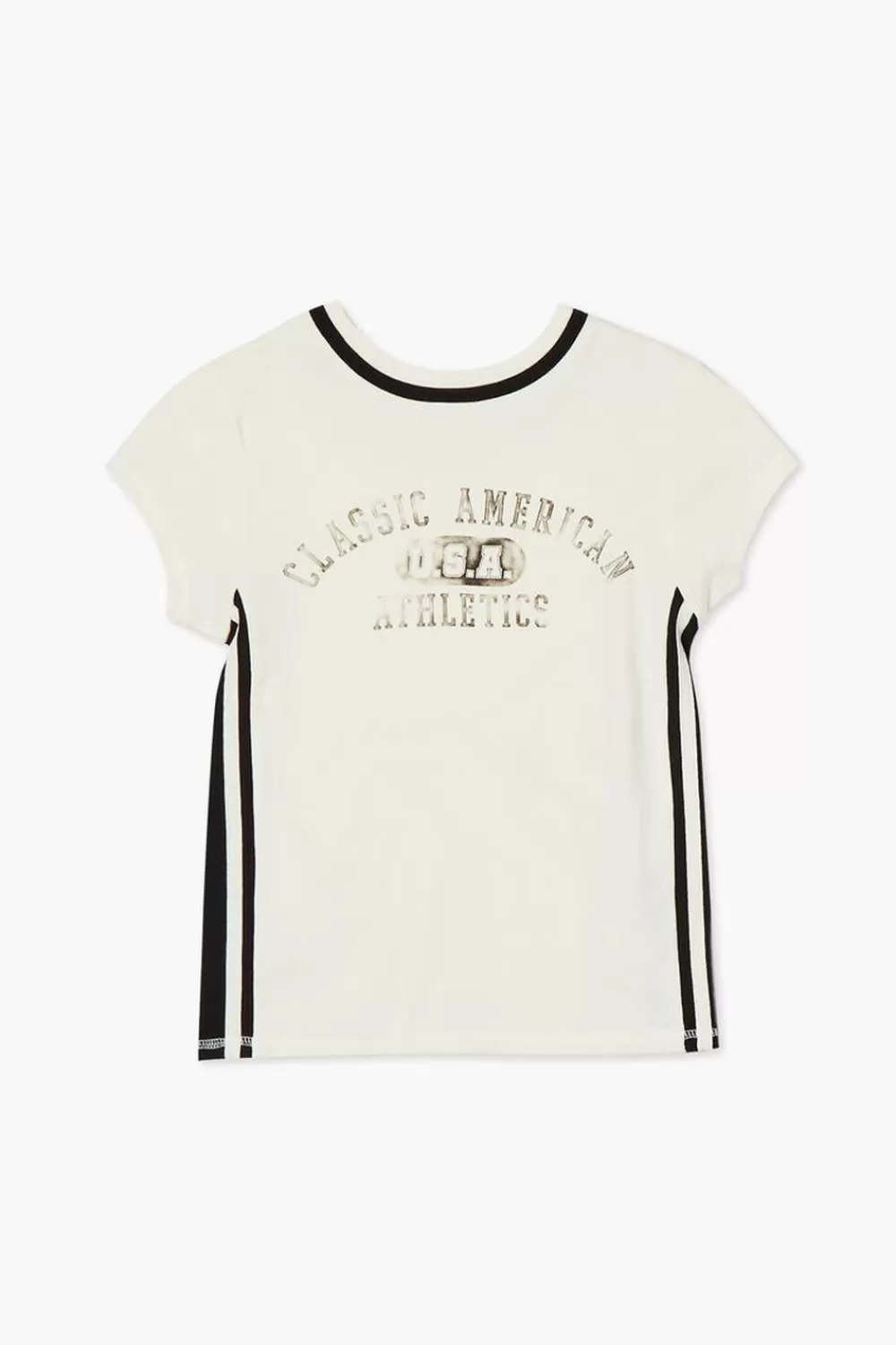 Tops>Forever 21 Girls American Athletics Graphic Tee (Kids) Cream/Black