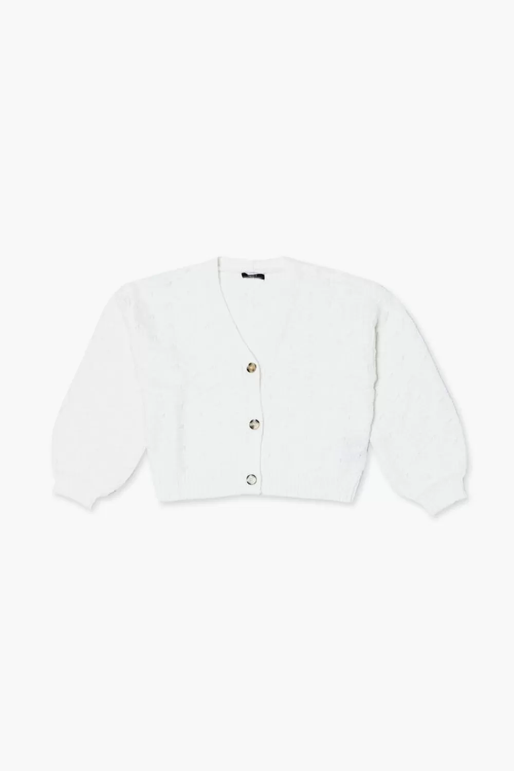 Sweaters + Cardigans>Forever 21 Girls Balloon-Sleeve Cardigan Sweater (Kids) Cream