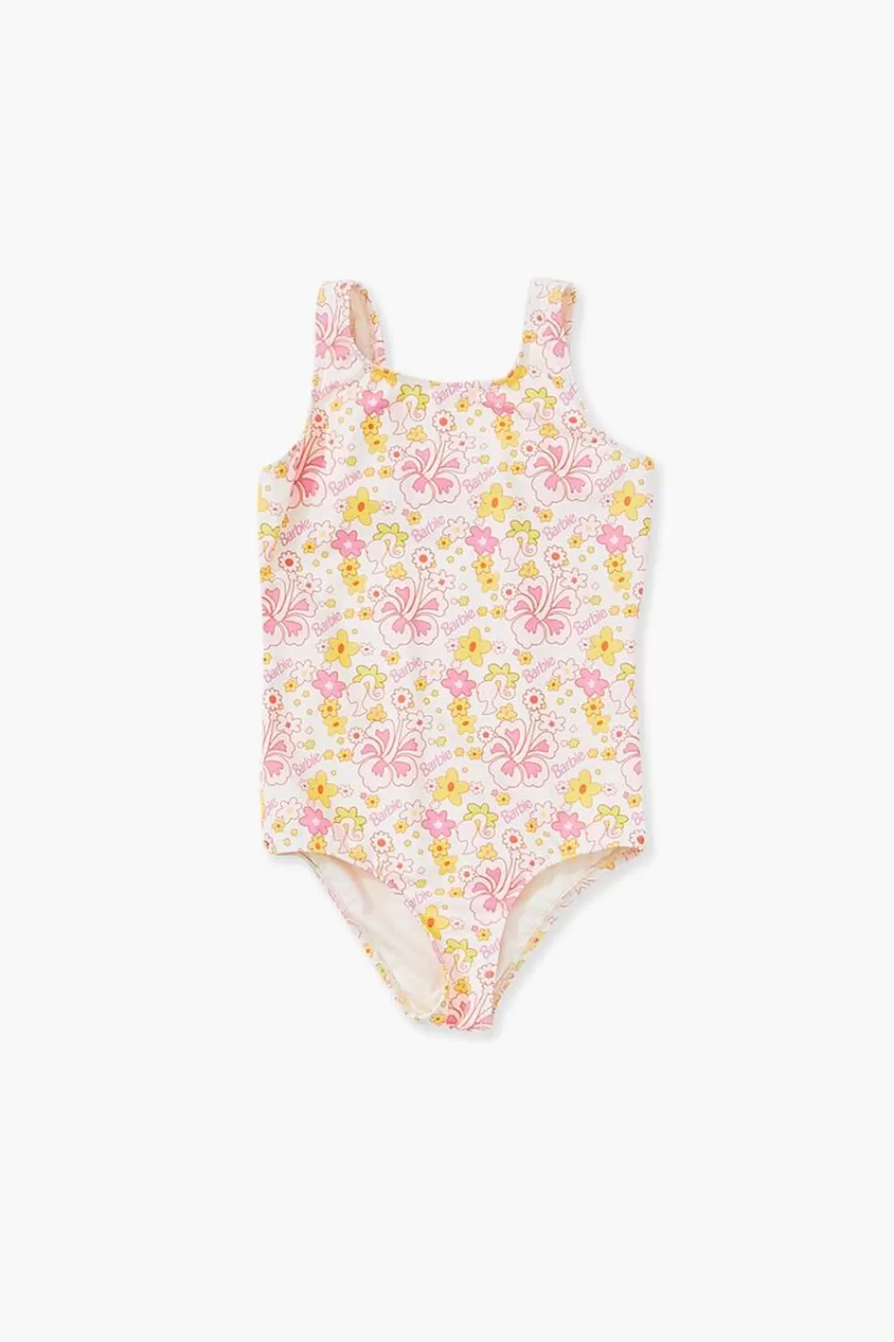 Swimwear>Forever 21 Girls Barbie® Floral One-Piece Swimsuit (Kids) White/Multi