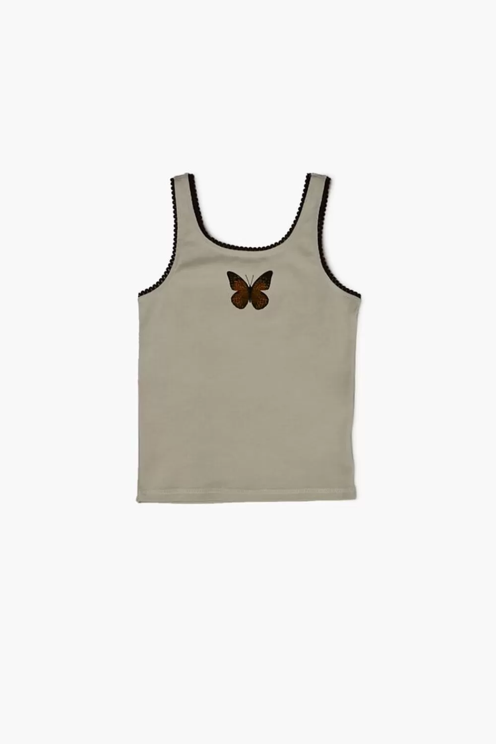 Tops>Forever 21 Girls Butterfly Graphic Tank Top (Kids) Taupe/Multi