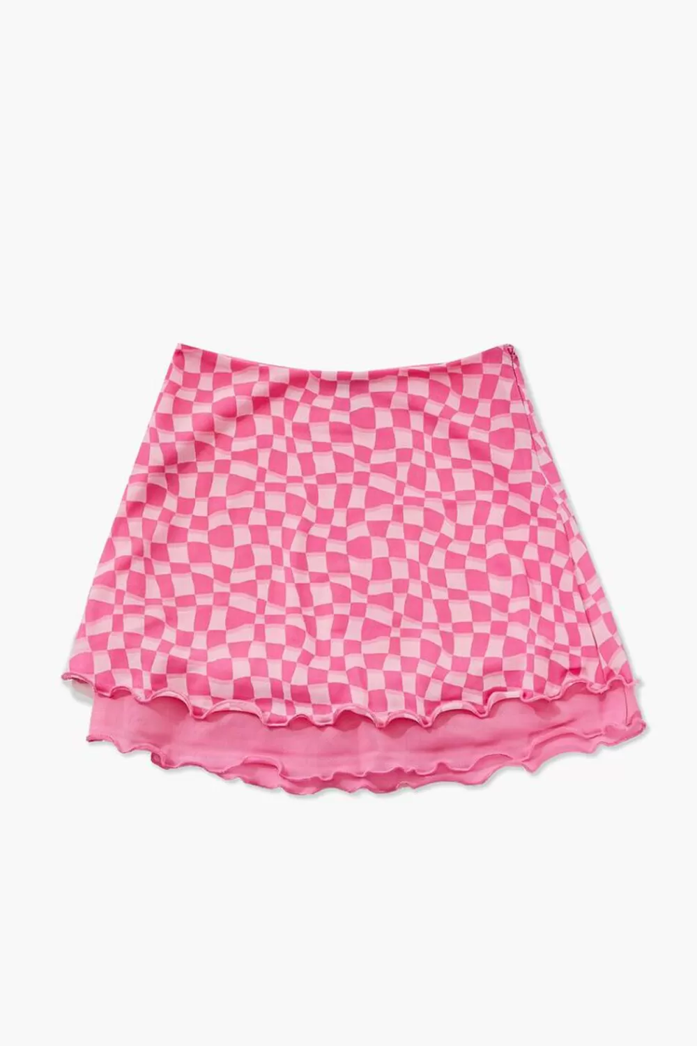 Bottoms>Forever 21 Girls Checkered Tiered Skirt (Kids) Pink/Orange