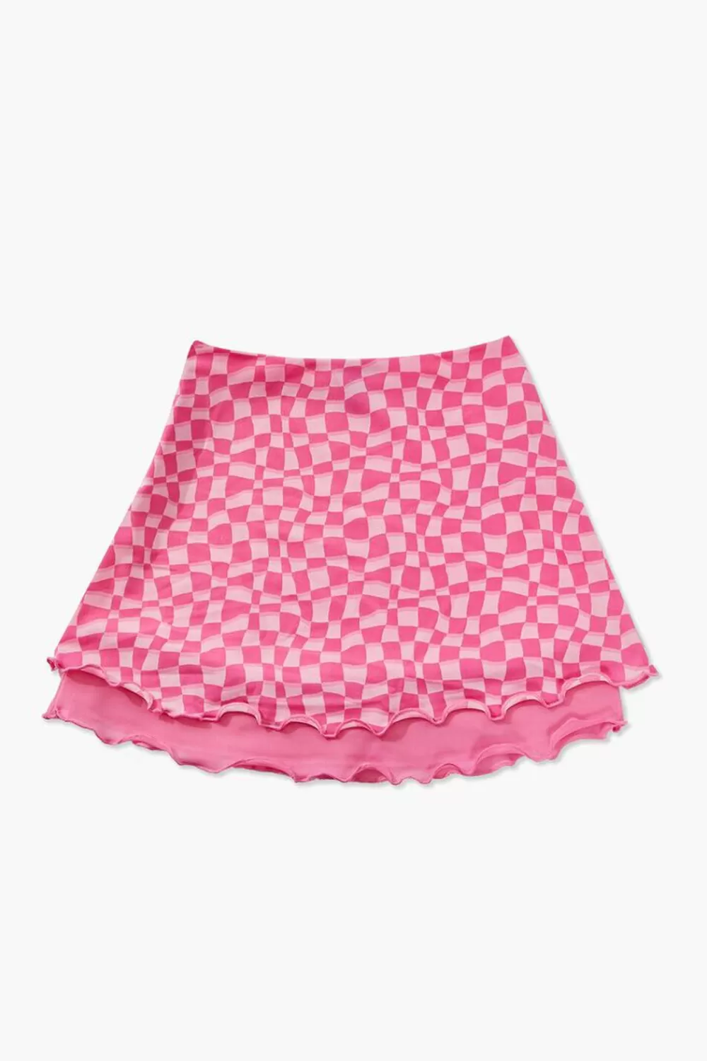 Bottoms>Forever 21 Girls Checkered Tiered Skirt (Kids) Pink/Orange