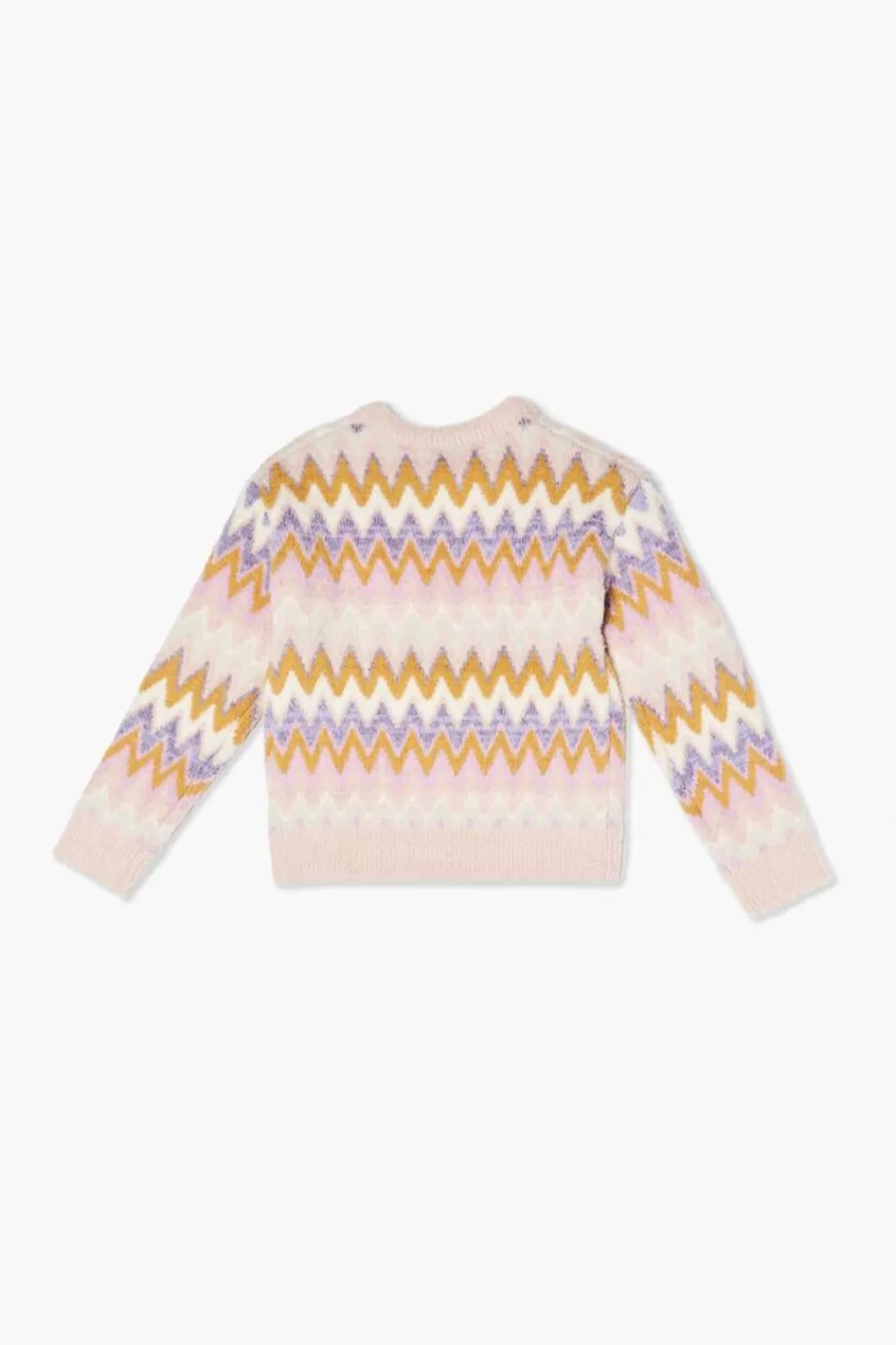 Sweaters + Cardigans>Forever 21 Girls Chevron Fuzzy-Knit Sweater (Kids) Mauve/Multi