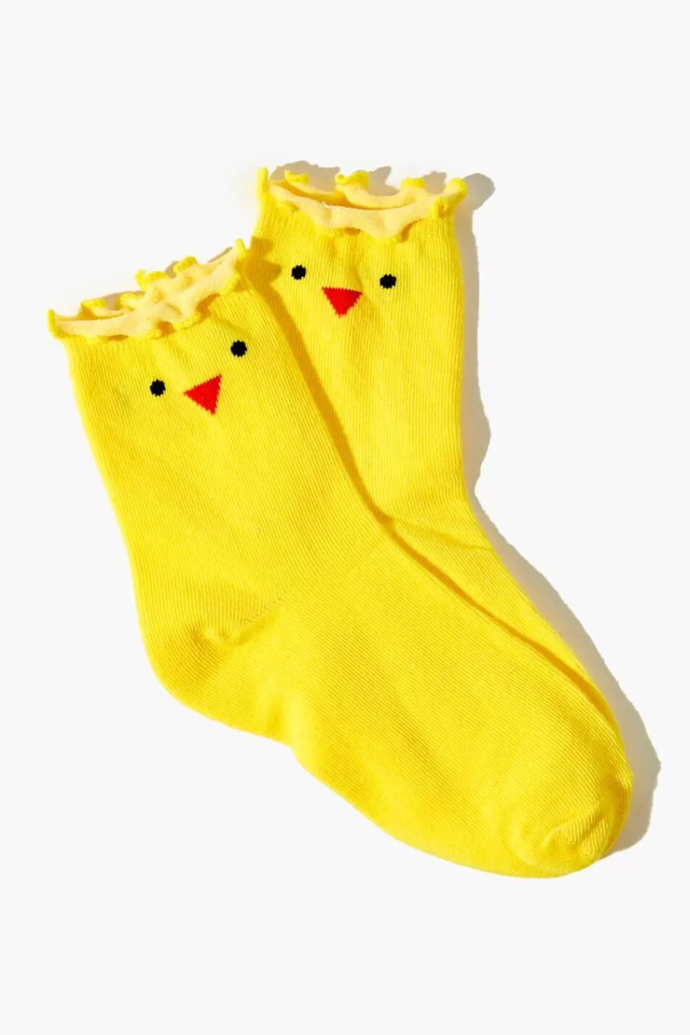 Accessories>Forever 21 Girls Chick Graphic Crew Socks (Kids) Yellow/Multi