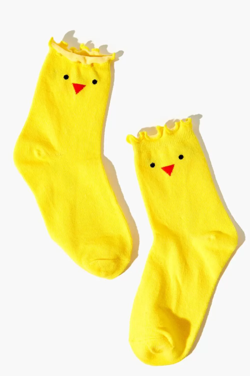 Accessories>Forever 21 Girls Chick Graphic Crew Socks (Kids) Yellow/Multi