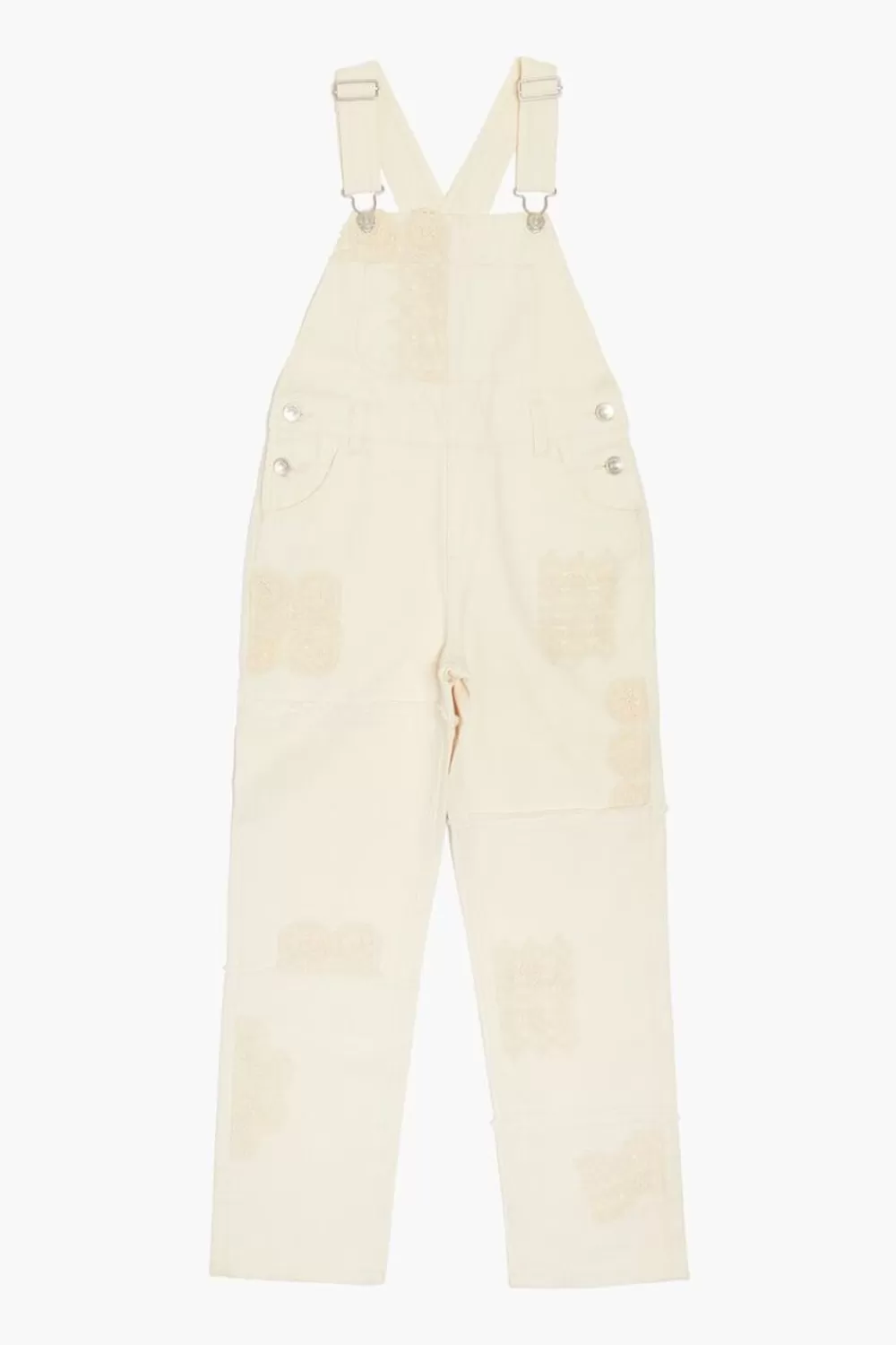 Dresses + Rompers>Forever 21 Girls Crochet Lace Overalls (Kids) Cream