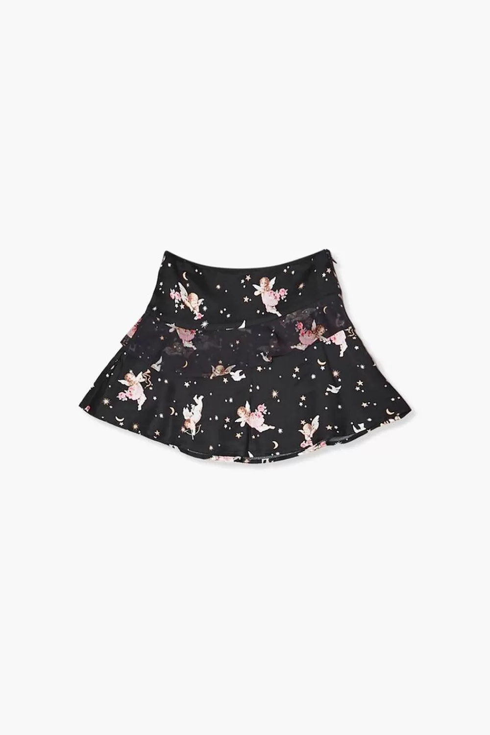 Bottoms>Forever 21 Girls Cupid Print Skater Skirt (Kids) Black/Multi