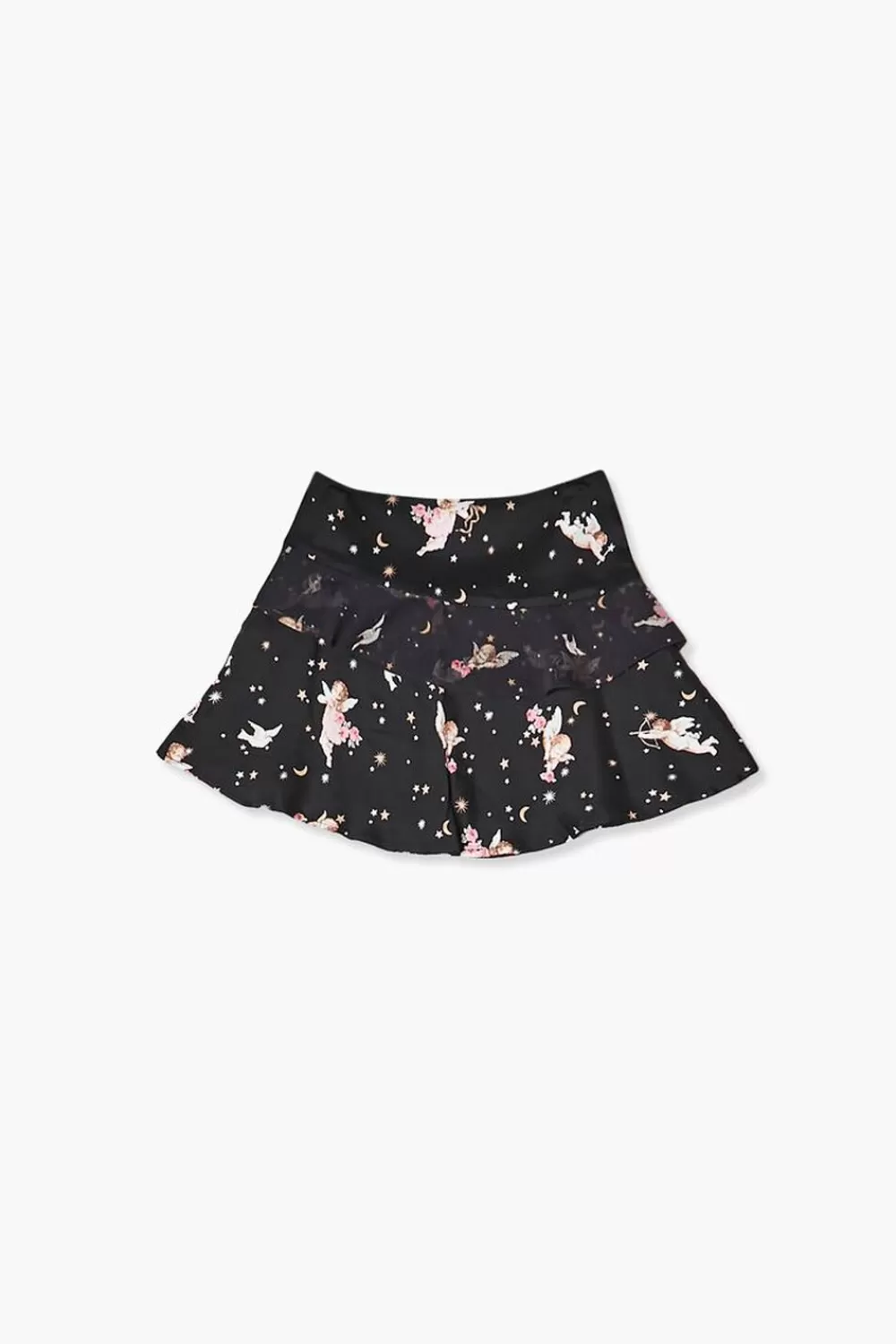 Bottoms>Forever 21 Girls Cupid Print Skater Skirt (Kids) Black/Multi