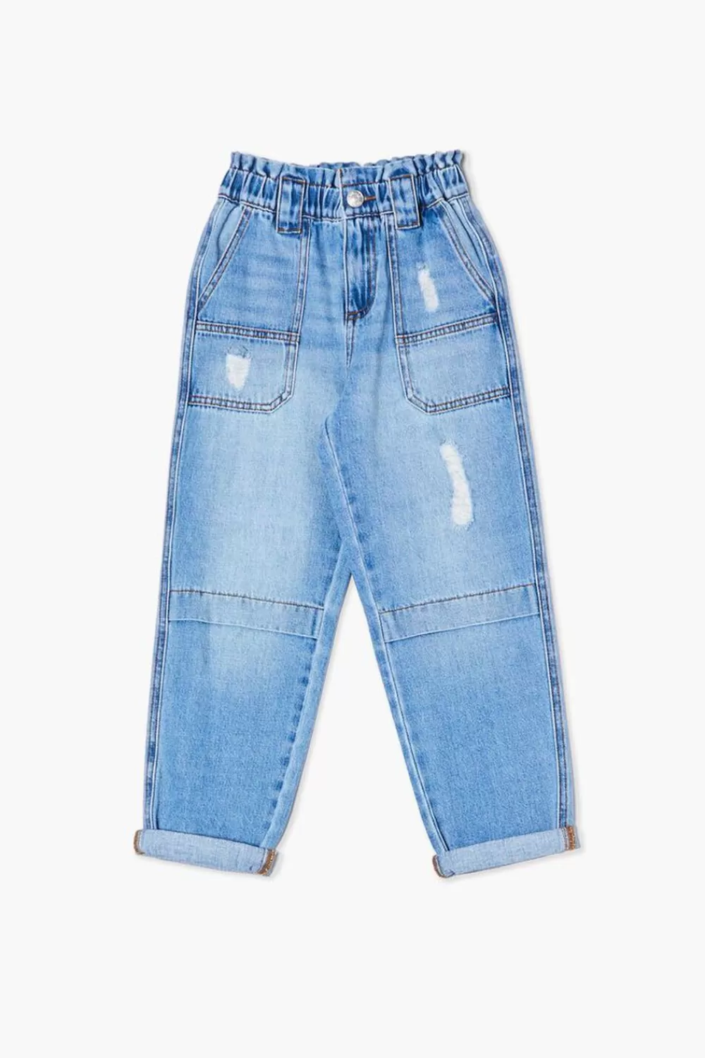 Bottoms>Forever 21 Girls Distressed Paperbag Jeans (Kids) Medium Denim