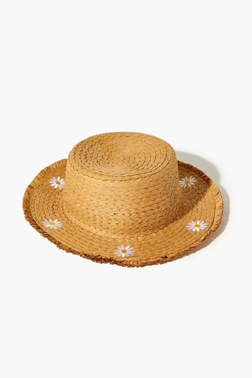 Accessories>Forever 21 Girls Embroidered Floppy Hat (Kids) Tan/White