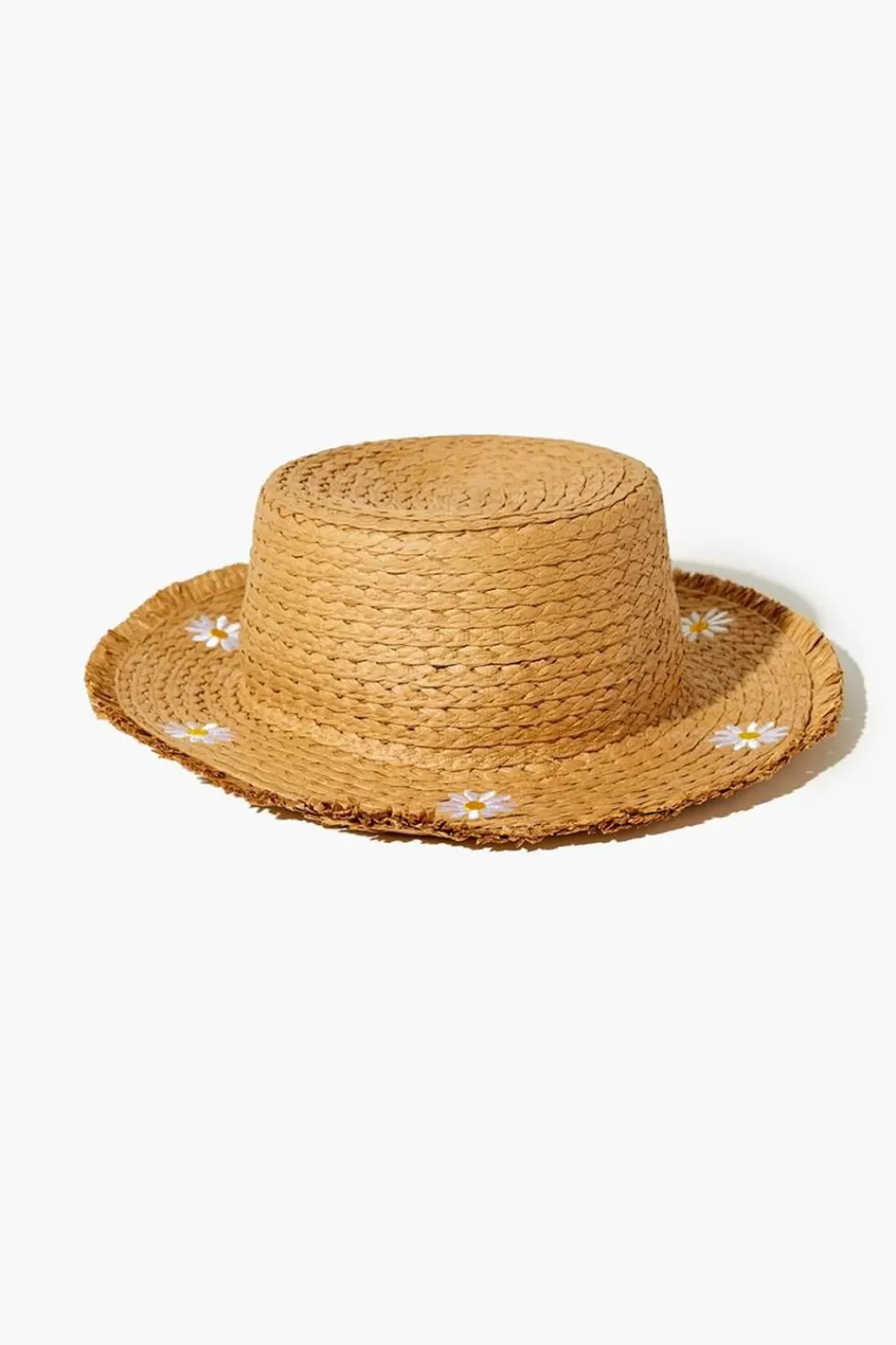 Accessories>Forever 21 Girls Embroidered Floppy Hat (Kids) Tan/White