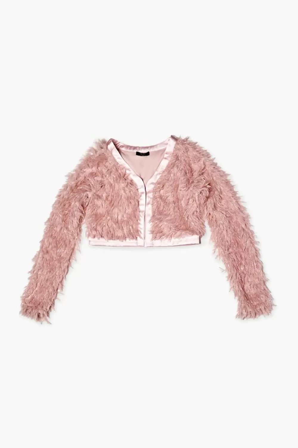 Jackets + Outerwear>Forever 21 Girls Faux Feather Open-Front Jacket (Kids) Pink
