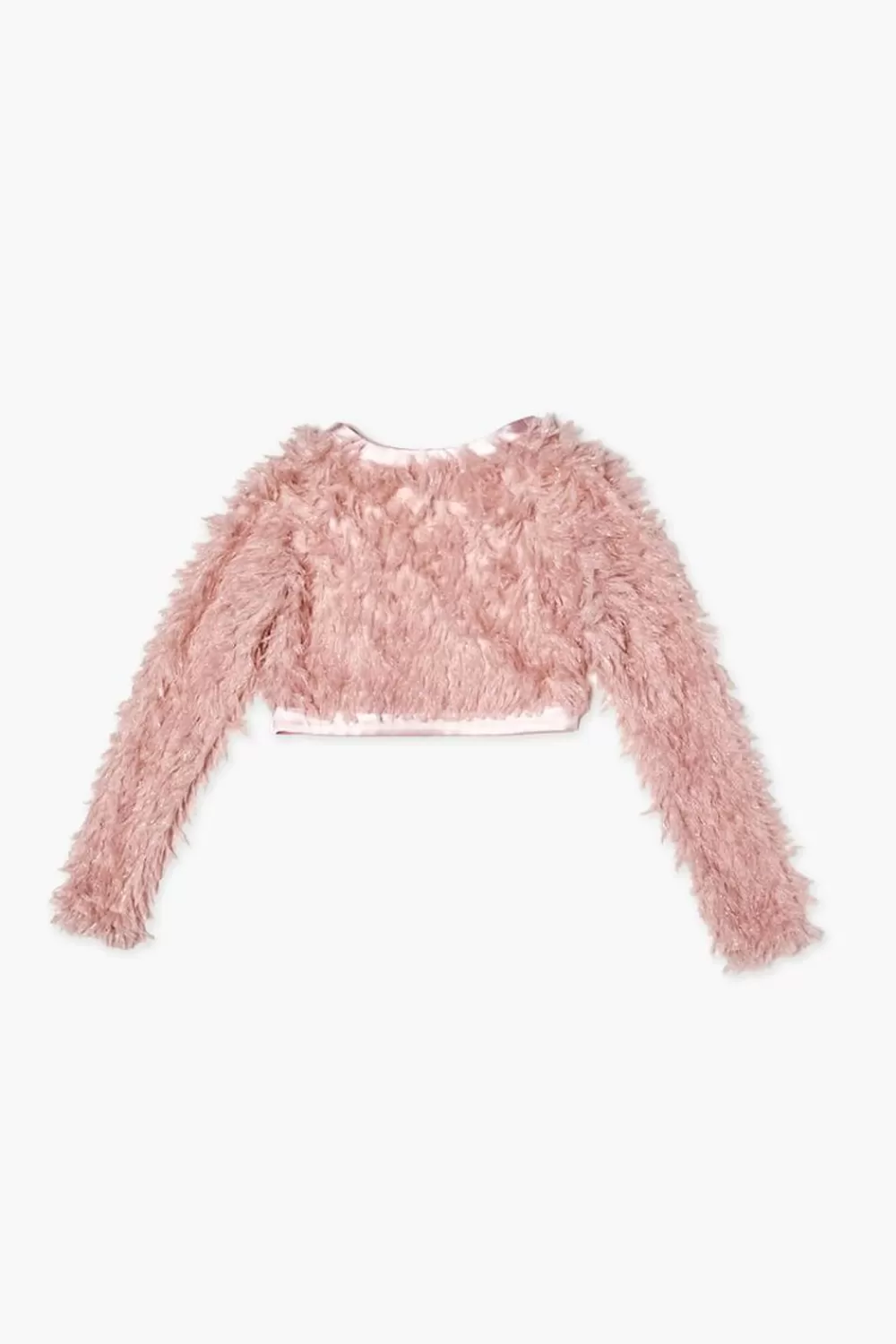 Jackets + Outerwear>Forever 21 Girls Faux Feather Open-Front Jacket (Kids) Pink