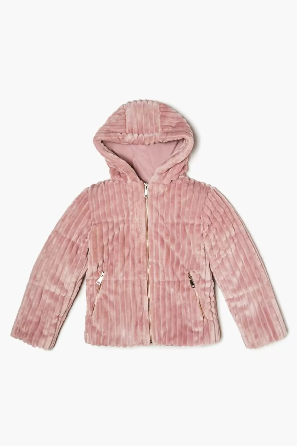 Jackets + Outerwear>Forever 21 Girls Faux Fur Zip-Up Coat (Kids) Pink