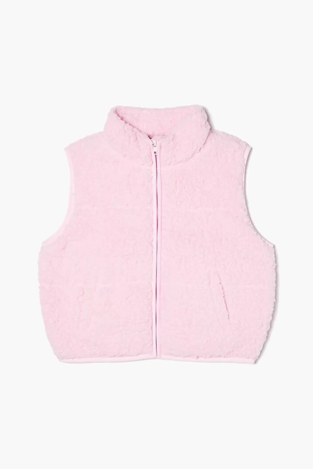 Jackets + Outerwear>Forever 21 Girls Faux Shearling Vest (Kids) Bubble Gum