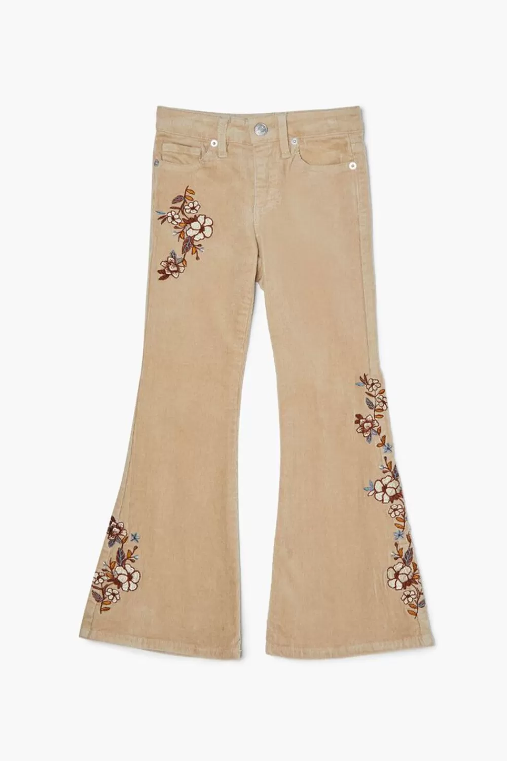 Bottoms>Forever 21 Girls Floral Corduroy Pants (Kids) Khaki/Multi