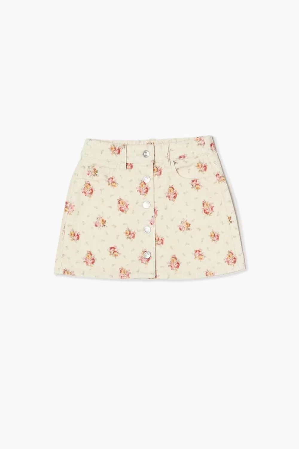 Bottoms>Forever 21 Girls Floral Corduroy Skirt (Kids) Cream/Multi