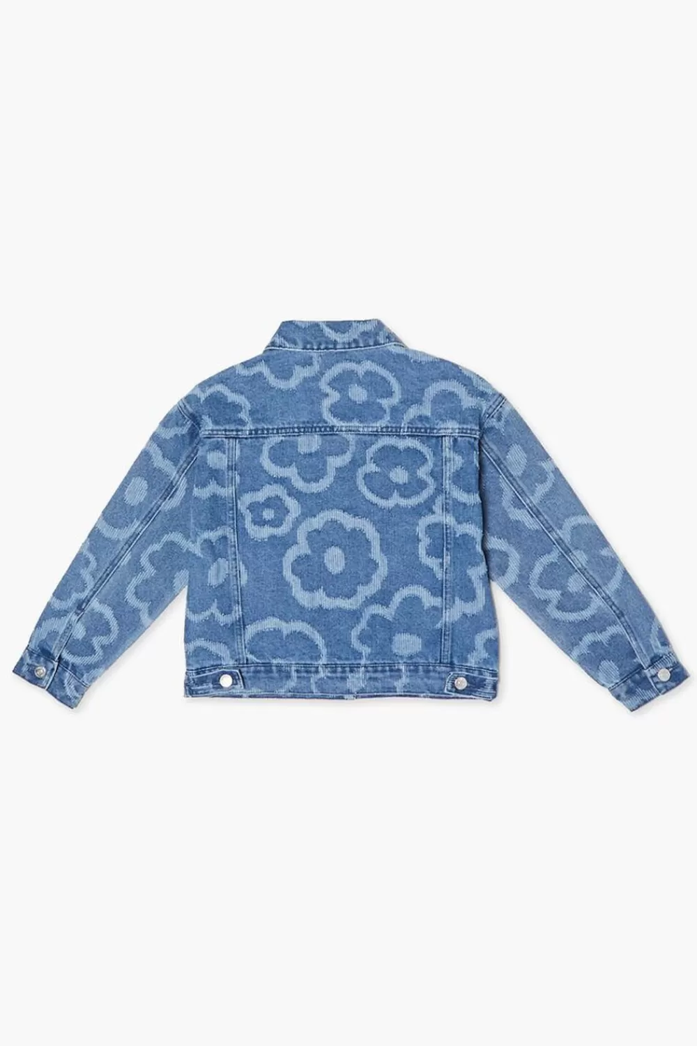 Matching Sets>Forever 21 Girls Floral Denim Shacket (Kids) Medium Denim