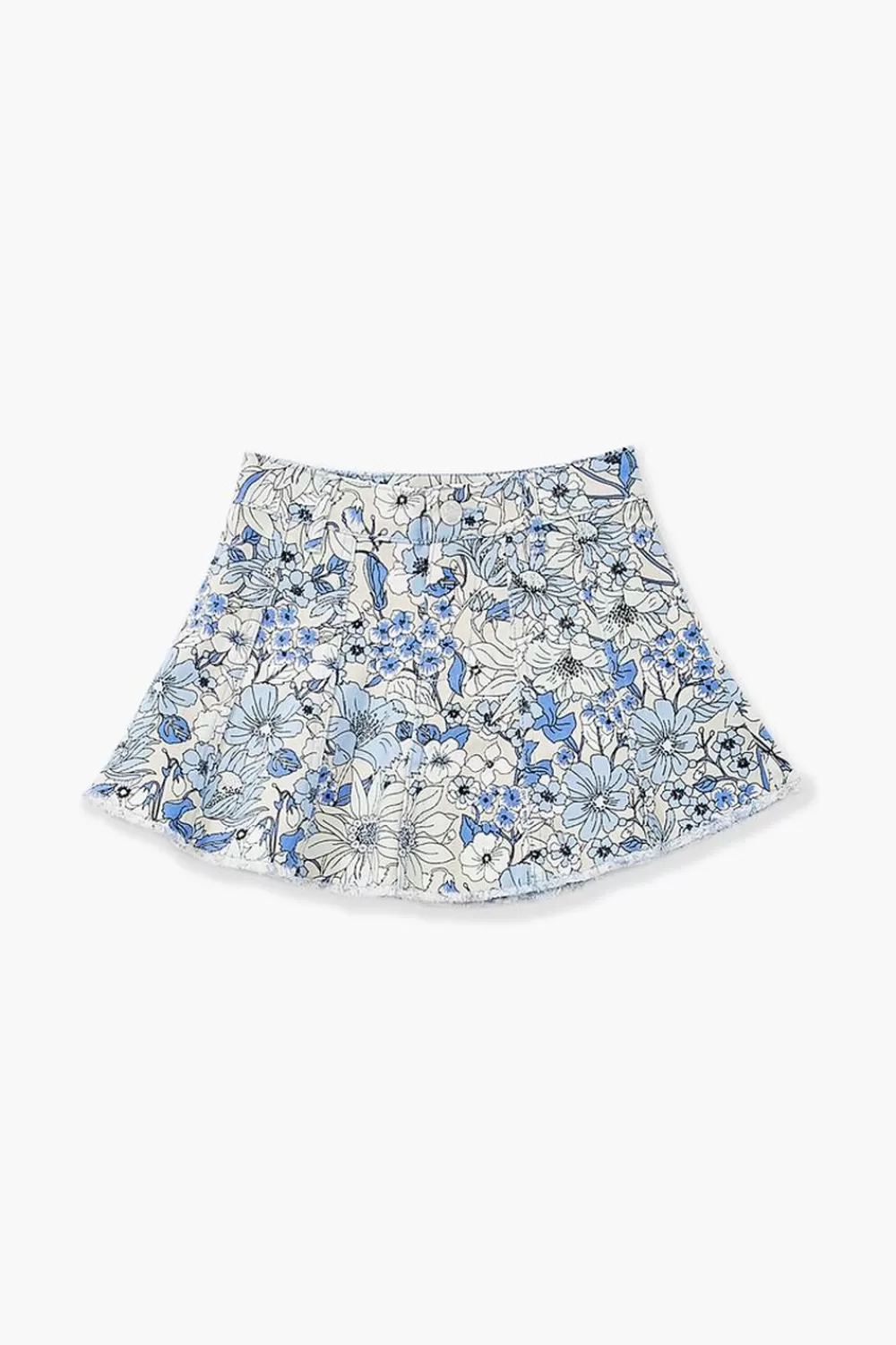 Bottoms>Forever 21 Girls Floral Denim Skirt (Kids) Blue/Multi