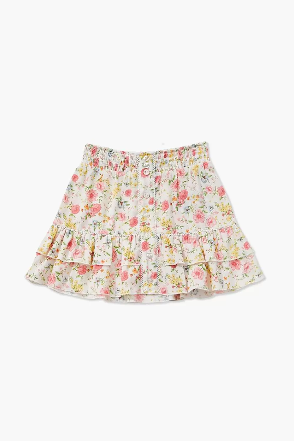Bottoms>Forever 21 Girls Floral Flounce Skirt (Kids) White/Multi
