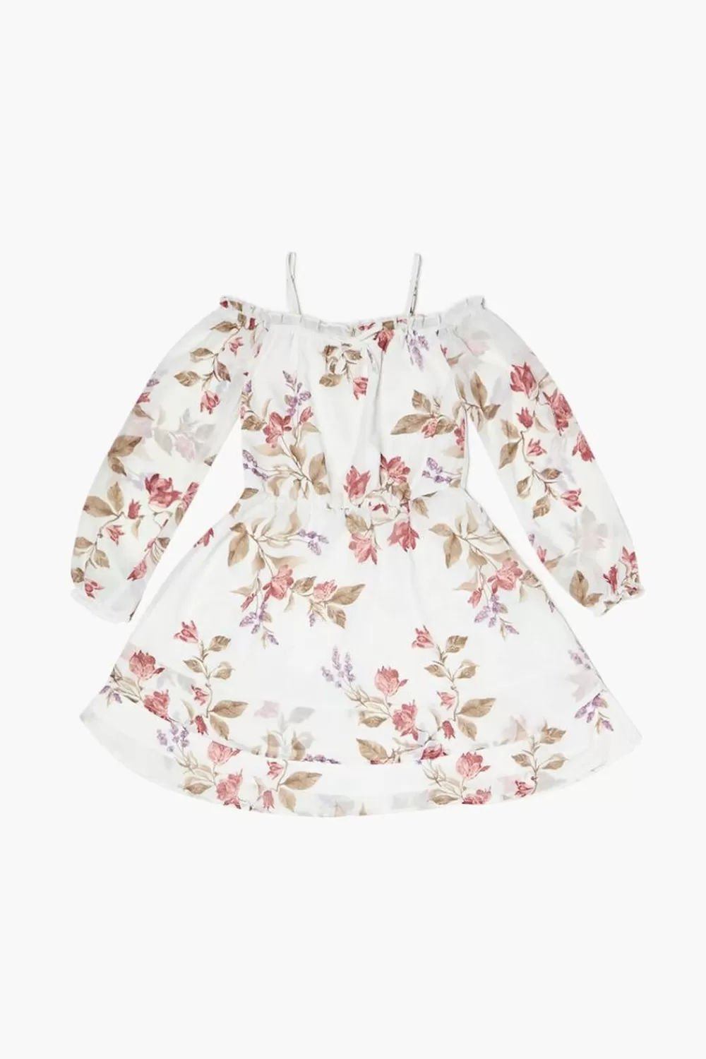 Dresses + Rompers>Forever 21 Girls Floral Off-The-Shoulder Dress (Kids) White/Multi