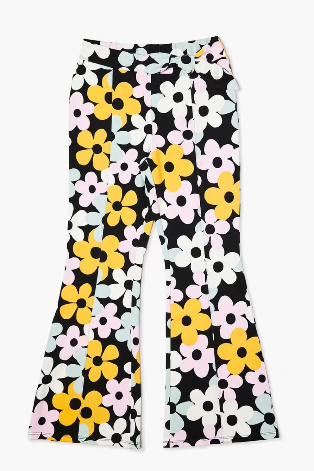 Bottoms>Forever 21 Girls Flower Print Flare-Leg Pants (Kids) Black/Multi