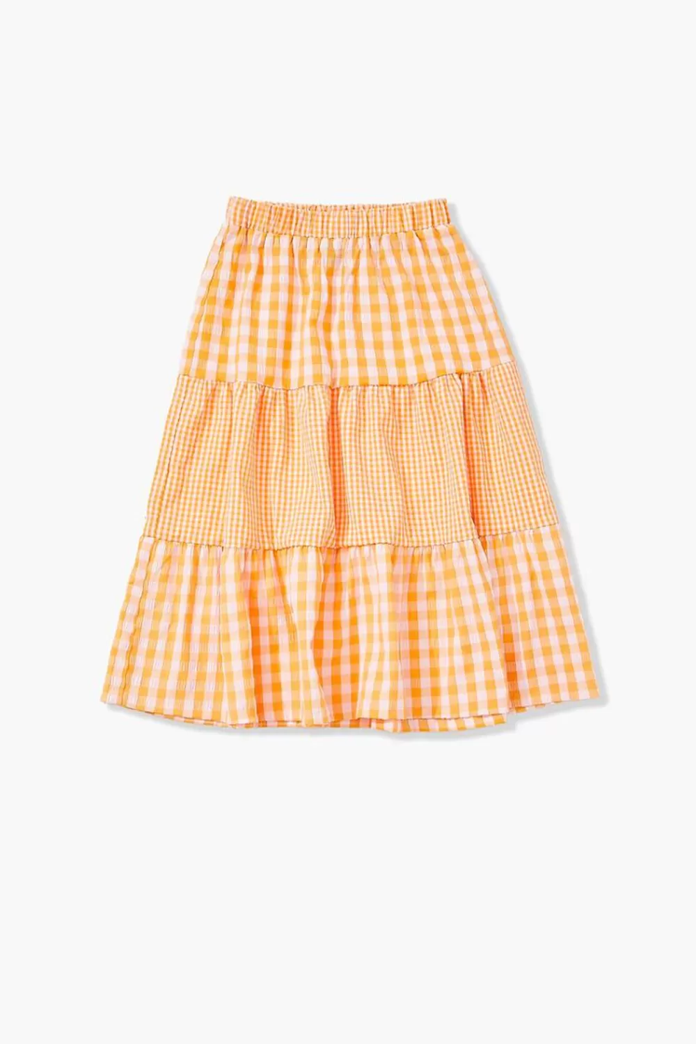 Bottoms>Forever 21 Girls Gingham Maxi Skirt (Kids) Orange/White