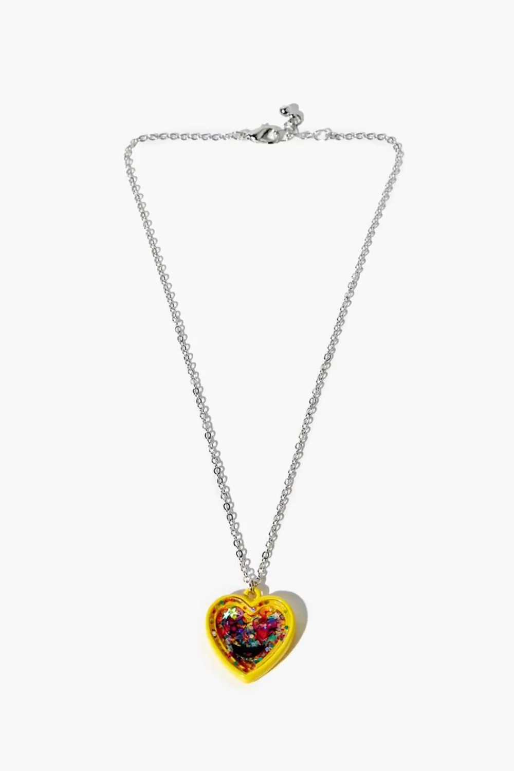 Accessories>Forever 21 Girls Glitter Heart Necklace (Kids) Pink/Yellow